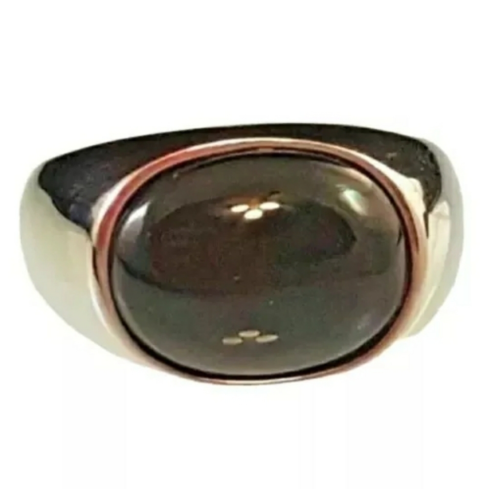 Men's Silver Black Onyx Imitation Cocktail Ring  size 12 *